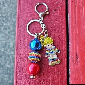 Colorful Beaded Keychain with Doll Charm